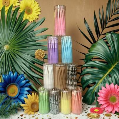 MINAMIZU 200/100/50/30支装预卷烟纸 - 超慢燃，1 1/4英寸（3.3英寸）卷烟纸，含烟嘴和包装管 - 香烟卷烟纸吸烟配件 - 完美的情人节礼物