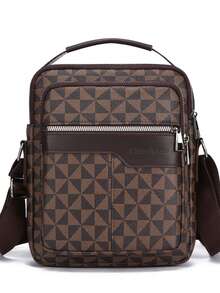 Borsa a tracolla casual impermeabile da uomo di colore unito, borsa a mano di stile verticale alla moda per il lavoro, borsa a tracolla compatta