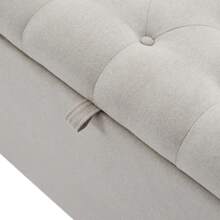 141*41.5*47cm (L**H) Linen, Padded Bench, Upholstered Seat, Bedside Stool, Storage Bench, Light Gray - 1 - View 9