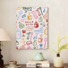 Póster con impresión colorida de "Bella Vita" enmarcado en lienzo, arte de pared, póster para decoración estética de habitación, dormitorio, sala de estar y oficina - Enmarcado - Ver 6