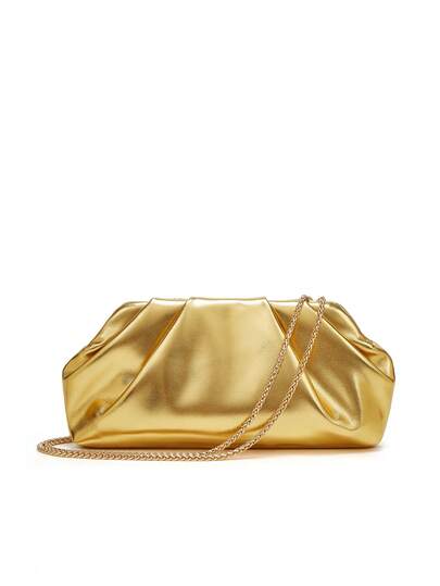 Elegant & Fashionable Solid Color Pleated Cloud-Shaped Evening Bag, Luxury Detachable Chain Shoulder Bag, Suitable For Parties, Galas, Or Work Events