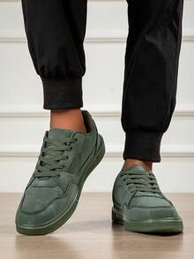 2026 New Men's Sports Shoes, Men's Fashion Casual Shoes, Lace-Up Men's Shoes, Skateboard Shoes, Men's Casual Shoes, Men's Personalized Street Fashion Sneakers - Army Green - View 1