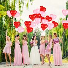 50 Stücke 10-Zoll rote & rosa herzförmige Latex-Luftballons, geeignet für Valentinstag, Hochzeitstag, Verlobung, Geburtstag, Garten, Firmenjubiläum, Abschluss, Party, romantische Dekoration - Verschiedenfarbig - Übersicht 6