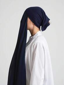 1 件二合一雪纺头巾带底帽，丝滑柔软透气平纹针织头巾和底帽套装，适合穆斯林日常穿着 - Instant Georgette with Cap - 查看 19