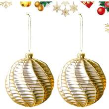 Tree Decorations 2 Pieces Lightweight Pendant Supplies 8cm Balls Tree Ornaments Indoor Outdoor Party Home Family Friends Wall Window Holiday Decor Fun Festive Accessories - Dorado - Ver 2