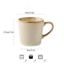 1pc 450ML Handmade Ceramic Mug, Ceramic Breakfast Cup Coffee Cup - Retro Style, Suitable For Home, Office, Holiday Gift - Apricot - View 5