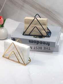 1个三角形金属餐巾架，桌面纸巾盒，简约三角形餐桌装饰餐巾架，厨房纸巾收纳架，节日装饰餐巾架 - 彩色 - 查看 5