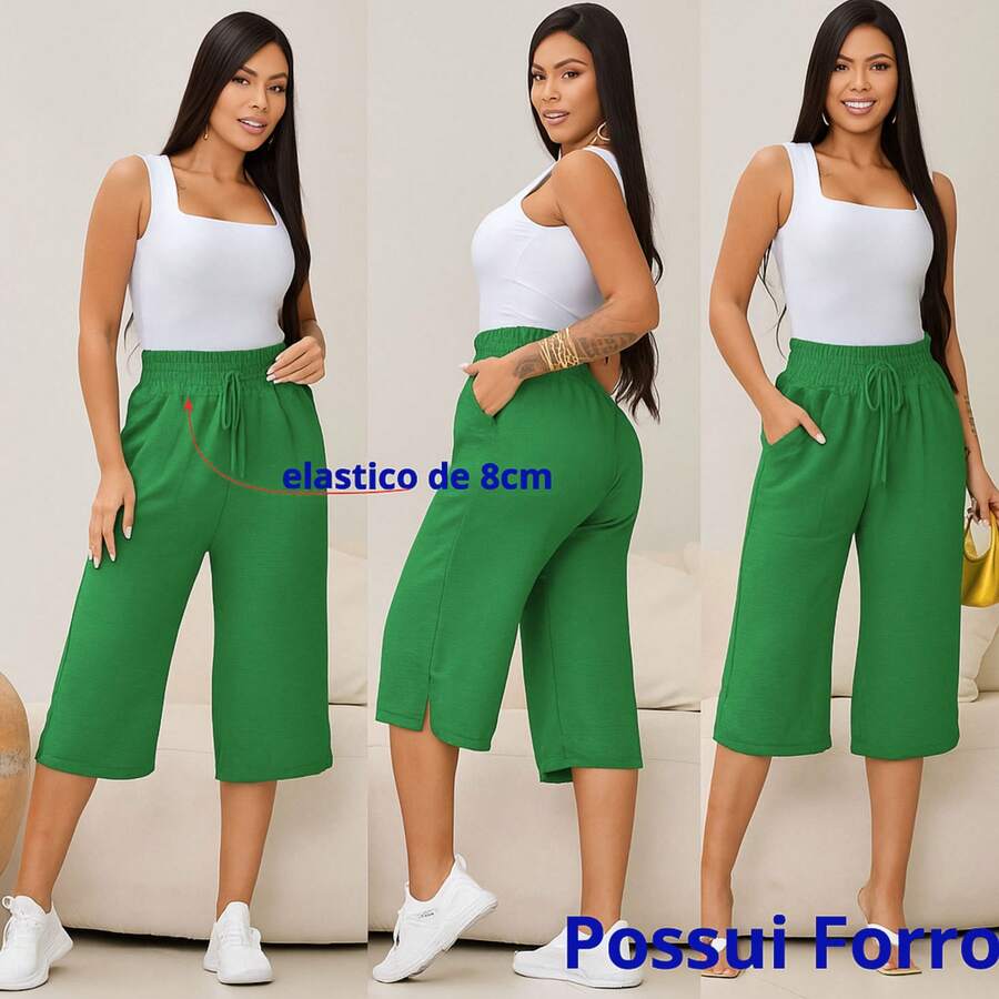 Pantacour Capri Duna With Lined Pocket High Waist - 綠色 - 查看 1