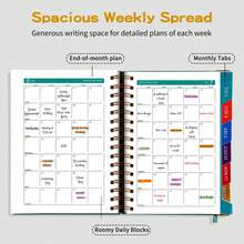 2026 Planner - 320 Pages - Weekly & Monthly Planner For 365 Days, With Stickers, Dual Stitching, Integrated Pockets, Includes Time Management Tools, Self-Discipline Strategies, And Daily Journal. English Notebook, Metal Spiral Notebook, Calendar, This Week Schedule, Office, Home, Study Supplies For Men & Women - Multicolor - View 5
