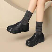 女士纯色防水防油厨师鞋，舒适防滑橡胶底EVA厨房鞋，男士功能鞋 - 黑色 - 查看 6