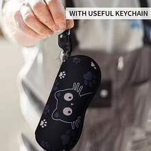 1pc Black Cat Pattern Eyeglass Case, Soft & Durable Neoprene Glasses Pouch, Scratch-Resistant Protective Sleeve, Compact & Portable, Storage & Protection, Suitable For Travel, Daily Use, Outdoor Activities, Unisex Fashion Accessory - Multicolor - View 5