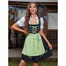 Women's German Dirndl Dress Oktoberfest Costumes Bavarian - 綠色+加大號 - 查看 4