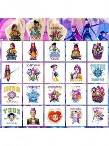 1 Set KPOP Hexenjagd Anime Cartoon temporäre Aufkleber Set, kreatives Geschenk für Kinder, Sammlerstück für Fans, Weihnachtsstrumpffüller, Weihnachtsgeschenke, Weihnachten, Weihnachtsdekoration [Stochastischer Stil]