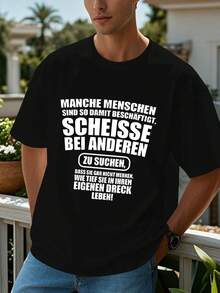 Camiseta de Verano de Manga Corta Humorística para Hombres en Estilo Alemán - Negro - Ver 11