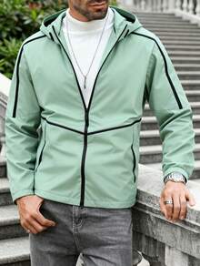 Men's Soft-Shell Jacket, Windproof Hooded Outdoor Jacket, Suitable For Hiking And Camping - 綠色 - 查看 2