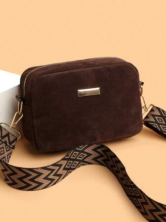 [MINI] Women's Fashion Versatile Solid Color Shoulder Bag, Paired With Adjustable Boho-Style Woven Strap, Soft Suede-Like Texture, Perfect Shoulder/Handbag For Outings, Can Accommodate Wallet, Lipstick, Keys And Other Small Items, Suitable For Work, Shopping And Dining