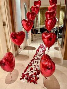 520 piezas Juego de Bandera I LOVE YOU & Globo de Lámina con Forma de Corazón, 500 piezas Pétalos de Tela No Tejida Roja + Globo de Lámina de Amor, Perfecto para Confesión del Día de San Valentín, Decoración de Propuesta Romántica, Decoración de Cumpleaños, Celebración de Aniversario, Decoración de Habitación de Hotel - Multicolor - Ver 6