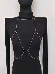 1pc Sexy Minimalist Metal Chain Bikini Body Chain, Model 1: Gold, Model 2: Silver, Fashionable Versatile For Beach, Vacation And Holidays Gift