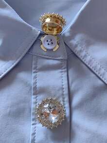 2 Pcs/Set Elegant Round Diamond Geometry Button Covers, Shirts Button Cover Clip On Button Covers Fashion Crystal Cufflinks Cover, Suitable For Tuxedo And Wedding Dresses Decoration