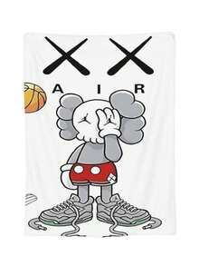 Kawss Kawaii Kaw Blanket The Ultimate Anime Fan Gift - Luxuriously Soft Flannel Blanket, Cartoon Printed Throw For Home, Camping, Travel, Perfect For Christmas & Birthdays - Black - View 2