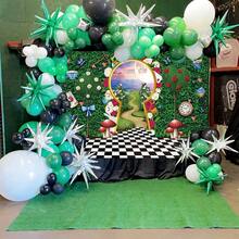 1pc Wonderland Backdrop For Photography Wonderland Tea Party Decorations Fairy Tale Castle Rabbit Green Leaf Birthday Background For Baby Shower Portrait Photo Props - Multicolor - View 3
