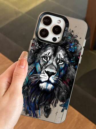 Fierce Animals 1pc Creative Colorful Lion Head Animal Pattern Matte Finish Phone Case, Fashionable Protective Cover Suitable For IPhone XR 11 12 13 14 15 16 Plus 17 Pro Max Air Series, Durable Protection And Stylish Appearance