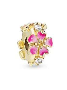 Mặt dây chuyền hạt charm hình hoa nhiều tầng tự làm phù hợp làm quà tặng trang sức bạc nguyên chất Châu Âu - Nhiều màu - Xem 9