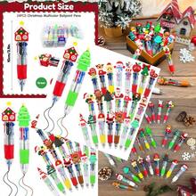 24 Pcs Christmas Multicolor Ballpoint Pens Bulk 4 Colors In 1 Retractable 0.7mm Xmas Fun Cute Writing Pens For Students Holiday Party School Office Supplies - 彩色 - 查看 1