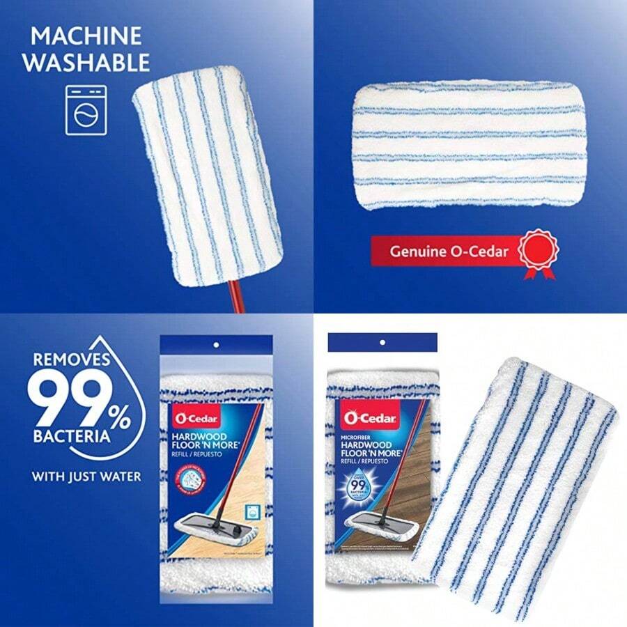 O-Cedar Hardwood Floor 'N More Microfiber Mop Refill - 藍白 - 查看 1