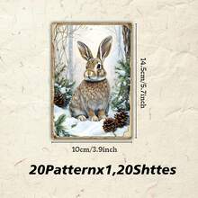 20 بطاقة بريدية قابلة للكتابة بموضوع حيوانات الغابة الشتوية - مناظر ثلجية مع الغزلان والأرانب والثعالب والسناجب والبومة وغيرها. 20 تصميم، بطاقات تهنئة عيد الميلاد والعطلات، رسومات طبيعية ثلجية مرسومة باليد، بركات قابلة للكتابة، بطاقات زخرفية للألبوم، بطاقات هدايا عيد، بطاقات بريدية بجو شتوي - أطقم - مشاهدة 6