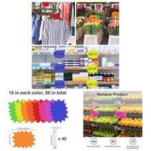 120 Pieces Starburst Signs Retail, 5*6.6 Inch Fluorescent Garage Stickers, Multicolor Signs Retail Store, Garage Supplies, Yard Stickers With PVC Sticky Transparent Strip - Colorful - View 1