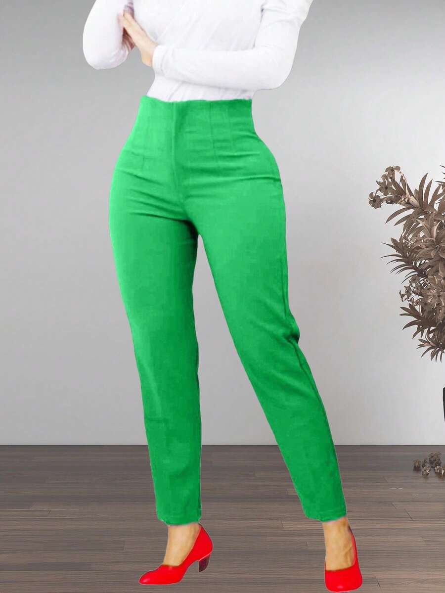 Pantalón con pinzas de cintura alta para dama