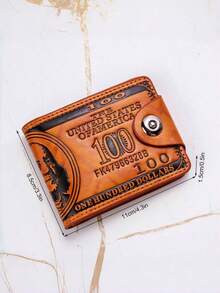 男士美元钱包卡包，可折叠，个性化美元印花，PU皮革材质，多槽零钱包，迷你钱包，男士钱包，真皮小钱包，现金钱包，旅行必备证件夹，身份证夹 - 彩色 - 查看 12