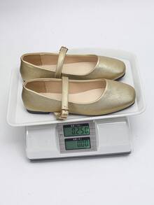 大码 35-43 新款春秋季平底方头套脚鞋，金色方扣装饰，适合搭配连衣裙，女士平底乐福鞋，芭蕾平底鞋 - 金色-方扣 - 查看 10