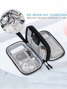 1pc Electronic Organizer, Travel Cable Organizer Bag Pouch Electronic Accessories Carry Case Portable Waterproof Double Layers Storage Bag For Cable, Cord, Charger, Phone, Earphone, Large Size - Multicolor - View 5