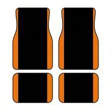 4pcs Durable Polyester Car Floor Mats - Fashionable Black & Orange Striped Design, Suitable For Sedans And SUVs, Easy To Clean, Protect Vehicle Interior, Durable And Stylish, Modern Car Accessories, Easy-To-Clean Material - Multicolor - View 6