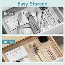 「5/7/14/18/24/26 Pc Clear Plastic Drawer Organizer Set - Durable PP Material」4 Sizes In Drawer Trays For Bathroom, Office, Kitchen Cabinet & Vanity Organizers, Desk Bins For Jewelry, Cosmetic, Utensil PP Construction For Back To School/Dormitory Storage & Festive Gift Ideas - 透明26pc抽屜收納盒 - 查看 4