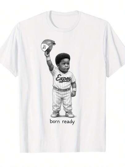 Born Ready Baby Vladdy Official T-Shirt - Funny Graphic With Born Ready Text & Vladdy Design - Machine Washable Casual Round Neck Short Sleeve Tee For Adults - Humorous Gift For Halloween, Christmas, Thanksgiving - Men'S Novelty Apparel