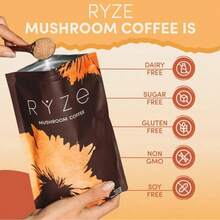 RYZE SUPERFOODS Mushroom Coffee USDA Organic With 6 Adaptogenic Mushrooms And MCT Oil, USA Grown Instant Coffee For Better Energy, Focus, Digestion, Immunity With Turkey Tail, Shiitake, Lion's Mane, 30 Servings - Khác - Xem 4