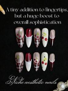 Uñas postizas hechas a mano de forma de almendra, con diseño de degradado de color tipo tie-dye pintado a mano, uñas de lujo hechas a mano, diseño sencillo, uñas postizas caseras, suministros para uñas - Multicolor - Ver 3