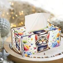 1 Caja de pañuelos de madera artesanal, organizador de almacenamiento reutilizable, perfecto para la decoración del hogar y la oficina, regalo festivo ideal para todas las ocasiones, se puede usar para la organización y el almacenamiento de la oficina, decoración hecha a mano, madera duradera, regalo hecho a mano, caja hecha a mano, decoración navideña.