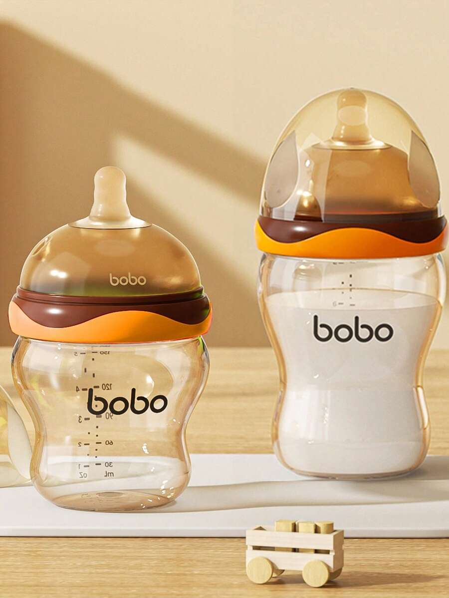 1pc Wide-Mouth PPSU Baby Bottle, Anti-Colic & Anti-Reflux For Newborns 0-6 Months, Breastmilk-Like PPSU Feeding Bottle - Orange - View 1