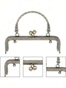 Metal Handbag Frame With Handle - Vintage Style Kiss Lock Frame, Suitable For DIY Bag Making, Embossed Arched Handle, Handbag/Clutch/Tote Repair And Sewing Accessories, Durable Metal Frame, Can Be Used For Making Coin Purse, Wallet And Crossbody Bag, Essential DIY Sewing Supplies, Must-Have For Bag Makers, Crafters, Fashion Designers And Artisans. - Multicolor - View 9