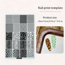 1件装SKVP美甲模板,图案包括:暗黑蜘蛛纹、蛇纹、豹纹法式、万圣节、烟花、不规则线条、心形、蝴蝶花卉等,美甲印花模板 - 彩色 - 查看 9