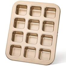 6/12/48 方形吐司面包模具，烘焙蛋糕模具，不粘涂层烘焙工具 - 金色 - 查看 10