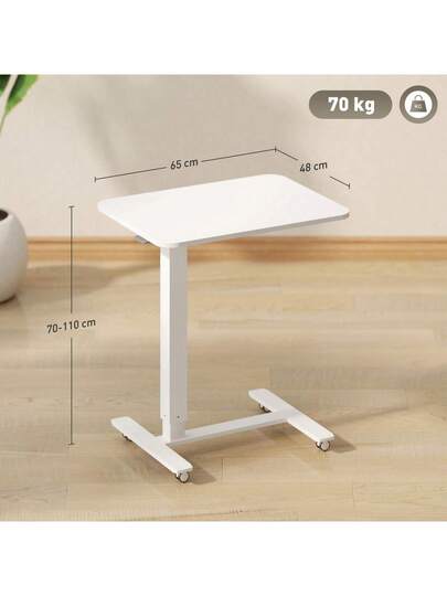 HOMCOM Height Adjustable Shaped Desk, Space Saving Laptop Side Tafel Wheels Office Living Room, White, Load Capacity Up To 70 Kg, 65 48 110 Aosom On The Site view 4