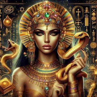 Kit de pintura de diamantes de la reina egipcia antigua - Diamantes acrílicos redondos completos, arte de mosaico místico femenino para decoración del hogar, marco no incluido