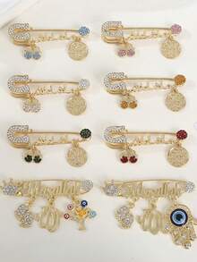 Demon Eye Shaped Pendant Brooch, Inlaid With Shiny Rhinestones, Women's Brooch Bag Jewelry - Multicolor - View 2