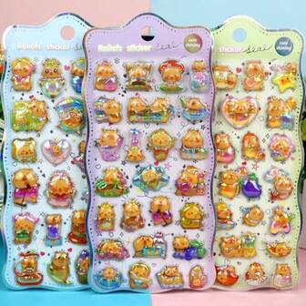3D Embossed Rainbow Stickers, Cartoon Animal Stickers For Kids, Bubble Guppies, Puppy Dog Pals