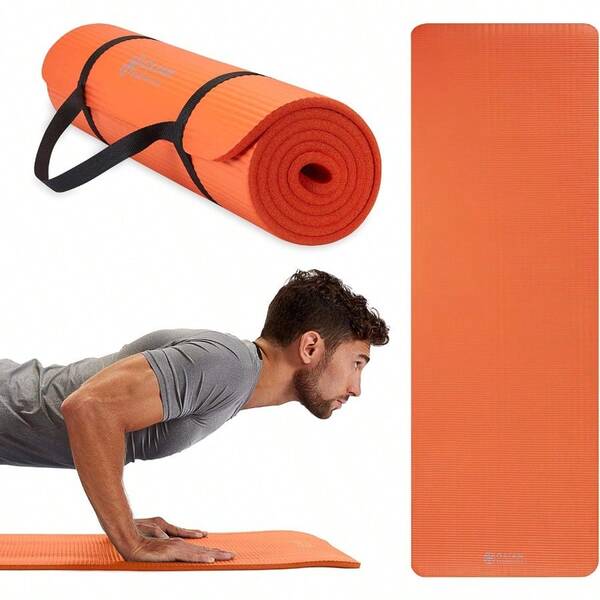 Essentials Thick Yoga Mat Fitness And Exercise Mat With EasyCinch Yoga Mat Carrier Strap 72"L X 24"W X 2 5 Inch Thick